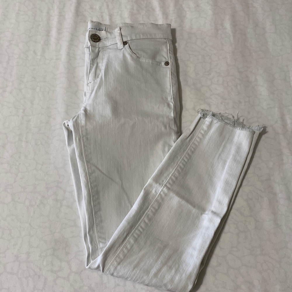 LOFT modern skinny white blue jeans